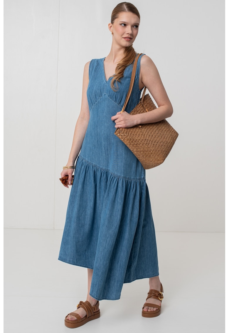 Асиметрична рокля от деним - Светлосин GAP