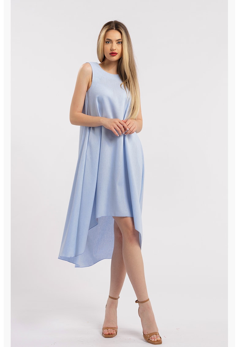 Асиметрична рокля от лен - Небесносин CAMISSI
