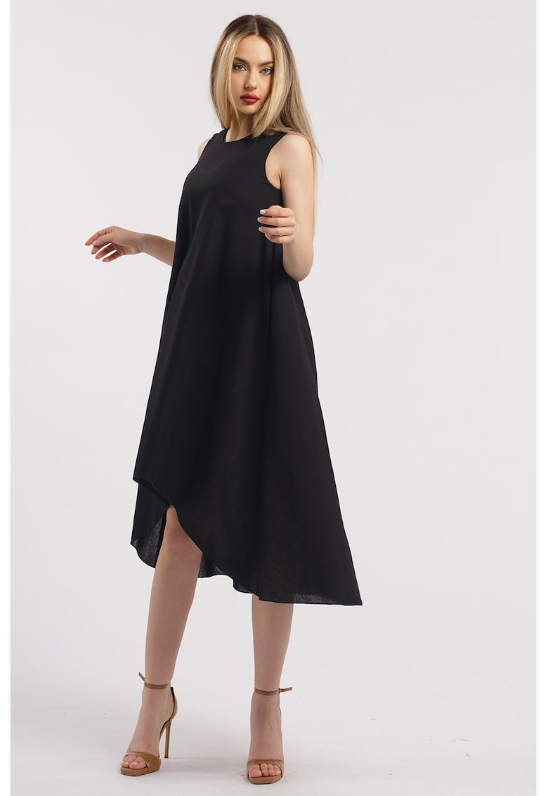 Асиметрична рокля от лен - Черен CAMISSI