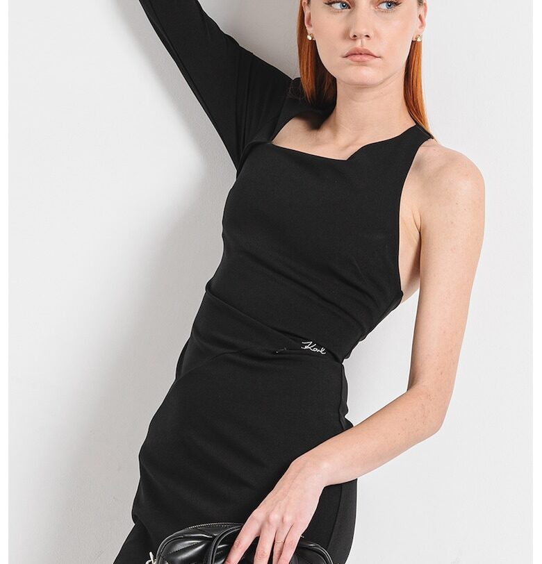 Асиметрична рокля по тялото - Черен Karl Lagerfeld