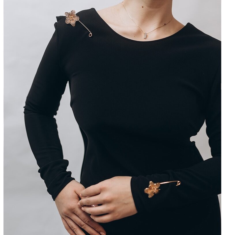 Асиметрична рокля с дълги ръкави - Черен AS Negulescu