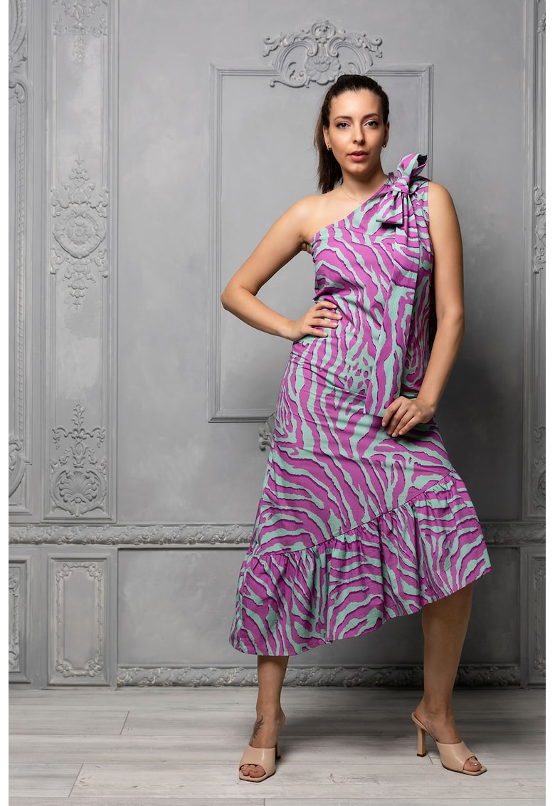 Асиметрична рокля с животинска шарка SILVY ROWSON