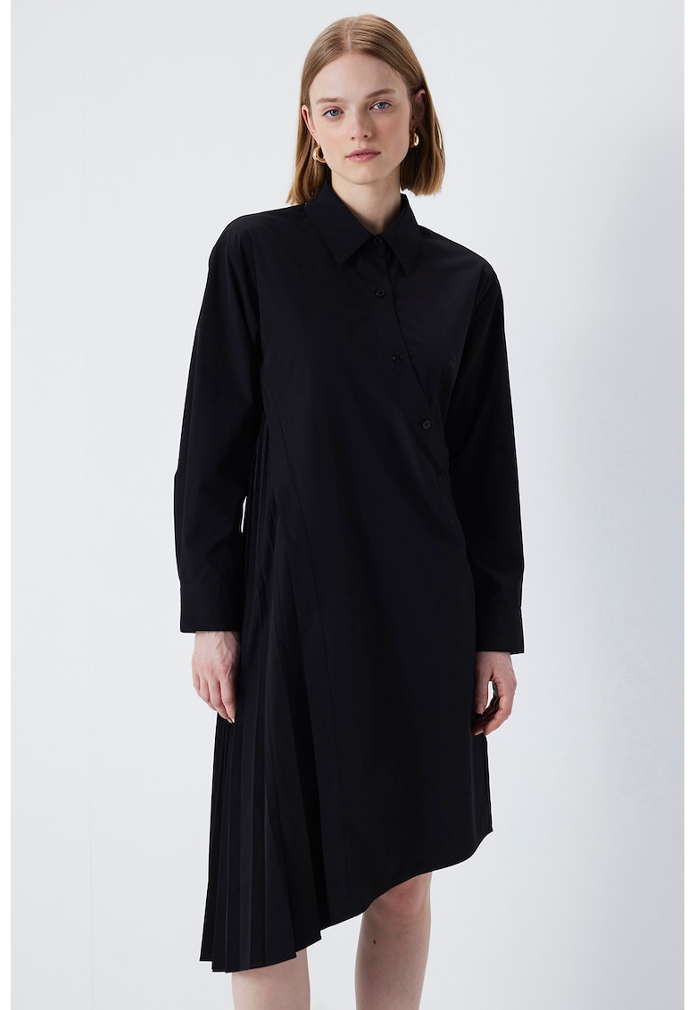Асиметрична рокля тип риза - Черен Ipekyol
