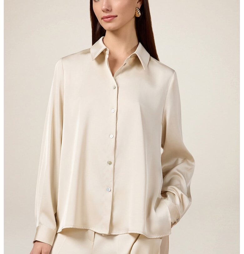 Асиметрична сатинирана риза - Слонова кост Oltre