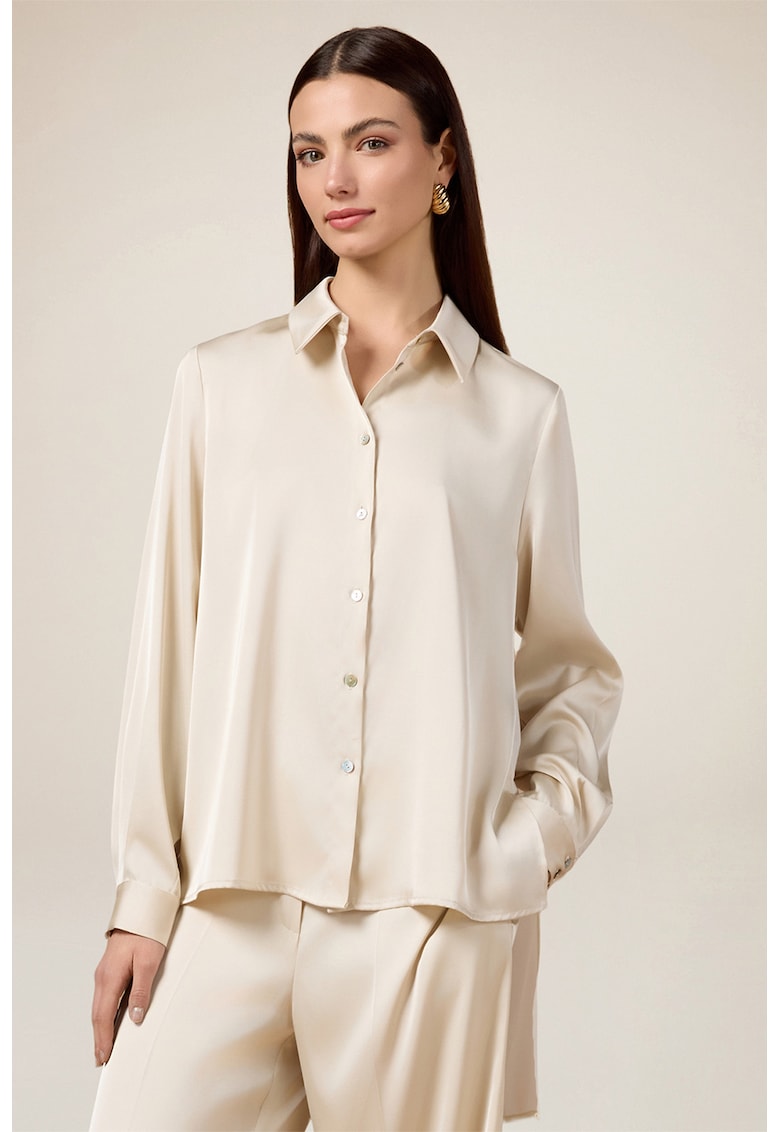 Асиметрична сатинирана риза - Слонова кост Oltre