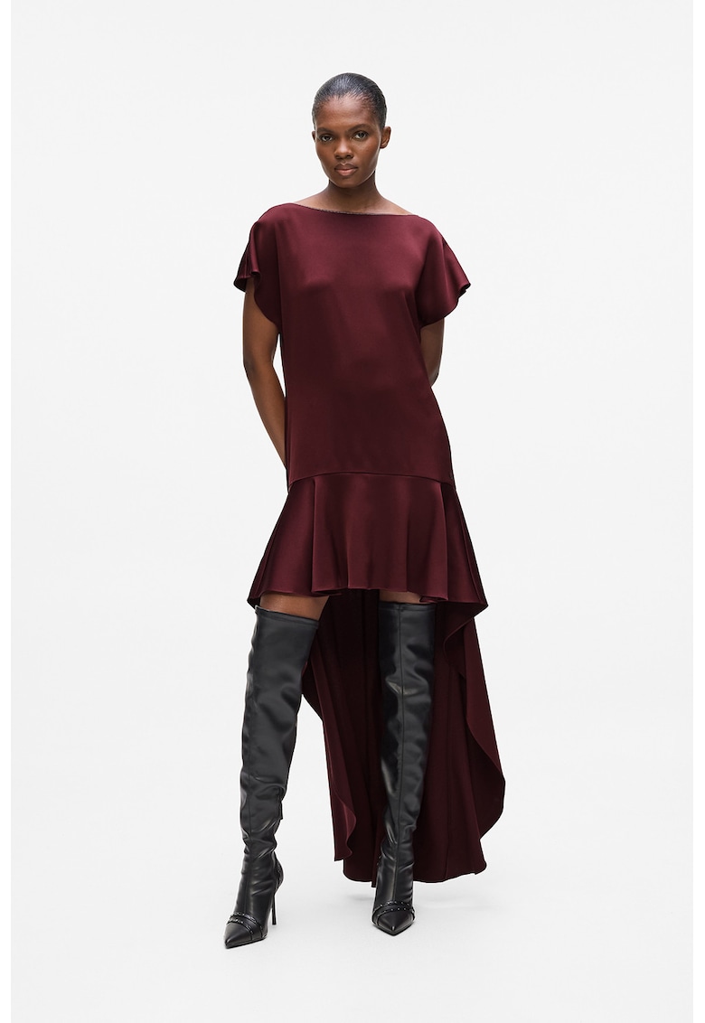Асиметрична сатинирана рокля - Бордо Karl Lagerfeld