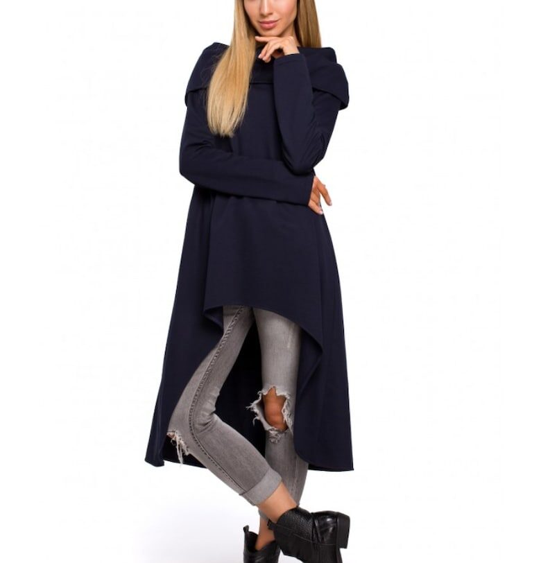 Асиметрична туника  памук - тъмносиньо - Тъмносин MOE