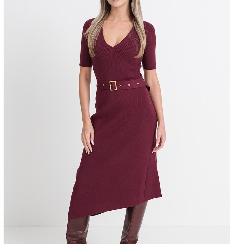 Асиметрична фино плетена рокля - Бордо Karl Lagerfeld