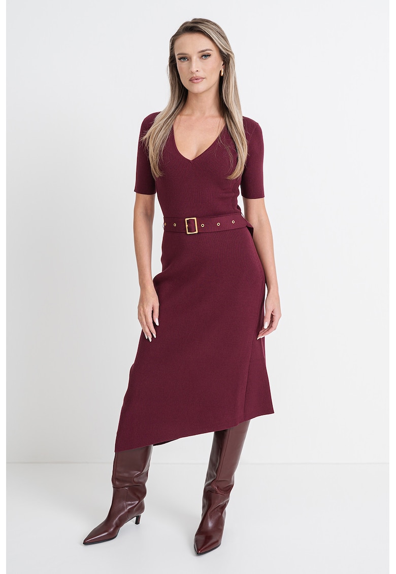 Асиметрична фино плетена рокля - Бордо Karl Lagerfeld