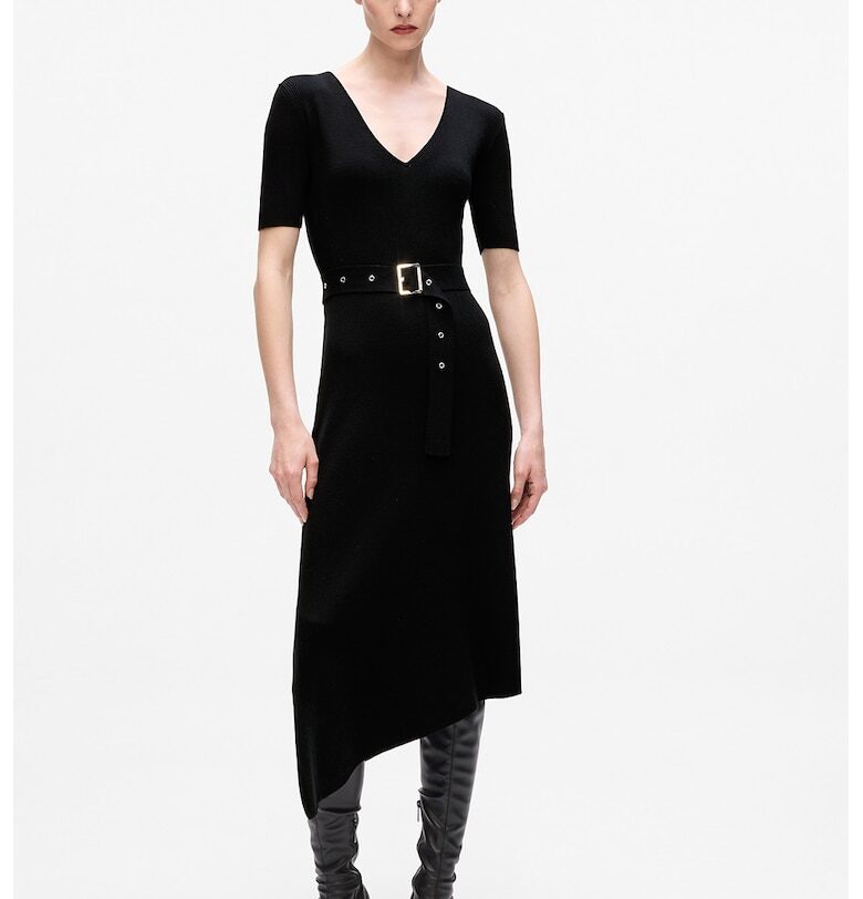 Асиметрична фино плетена рокля - Черен Karl Lagerfeld