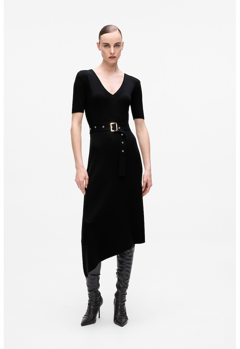 Асиметрична фино плетена рокля - Черен Karl Lagerfeld