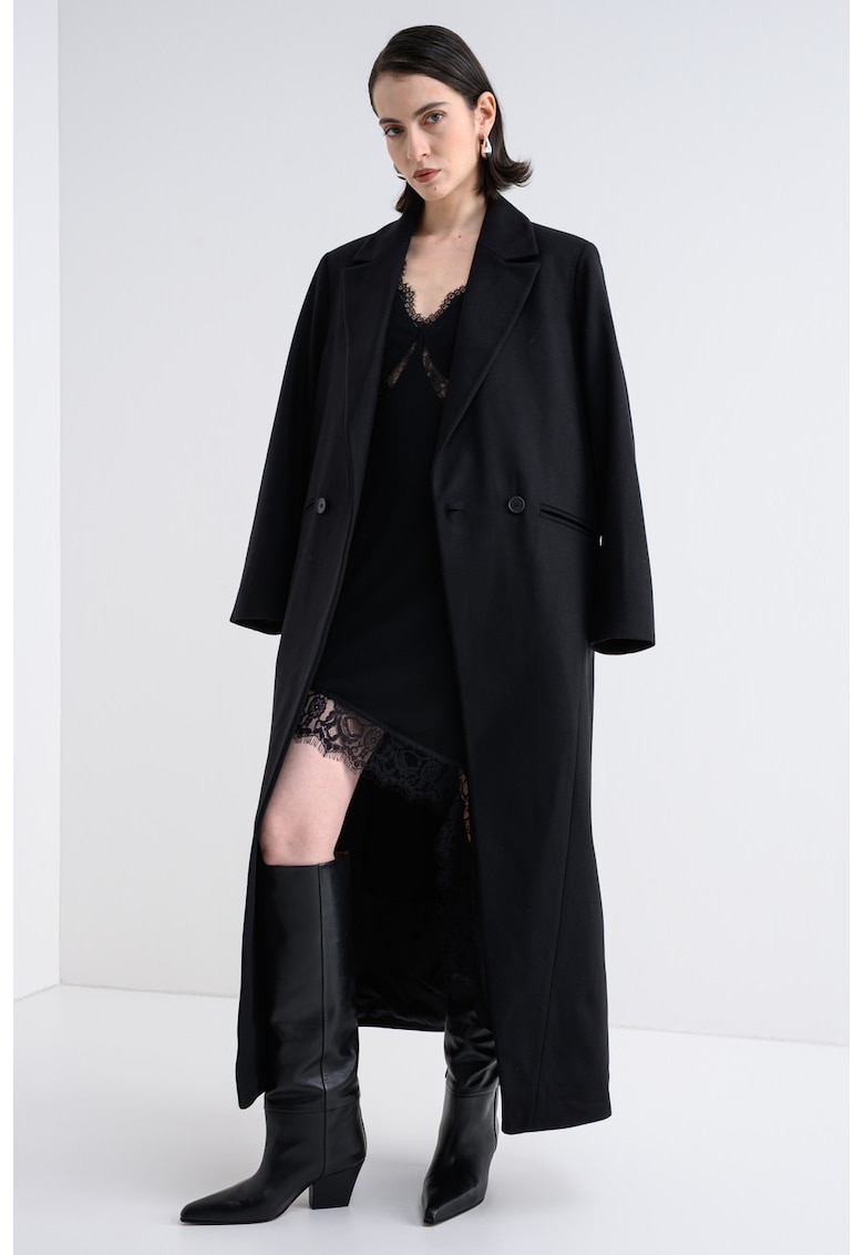 Асиметрична шпиц рокля с дантела - Черен AllSaints