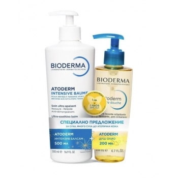 БИОДЕРМА АТОДЕРМ Интензивен балсам 500 мл. + АТОДЕРМ хидратиращо душ олио 200 мл. ПРОМО цена