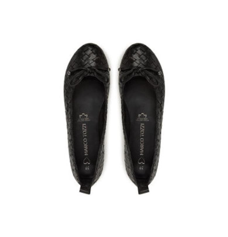 Балерини  2-22101-44 - естествена кожа - черни - Черен Marco Tozzi