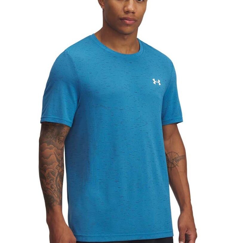 Безшевна фитнес тениска Vanish - Ледено синьо Under Armour