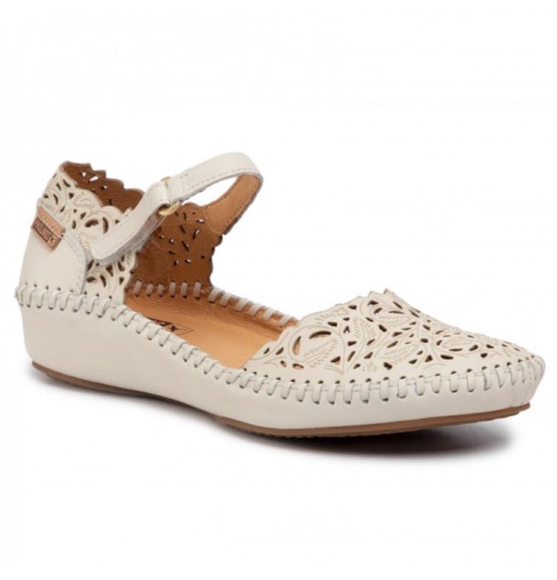 Бели пиколинос перфорирани обувки от естествена кожа 655-0906 Pikolinos