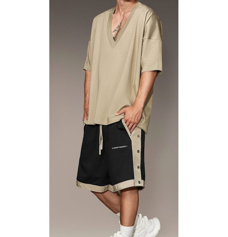 Бермуди с капси - B16514 - Черен/Бежов Made By Society