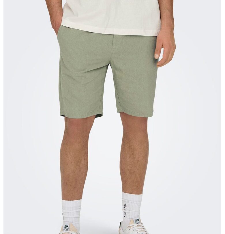 Бермуди с лен и връзки - Зелени аспержи Only  Sons