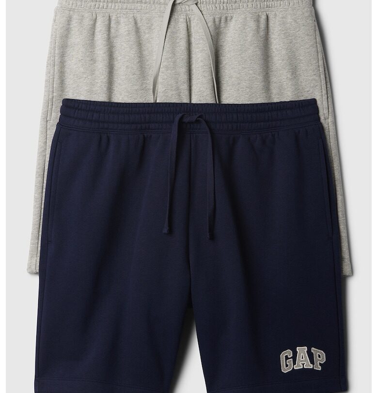 Бермуди с лого - 2 чифта - Светлосив меланж/Тъмносин GAP