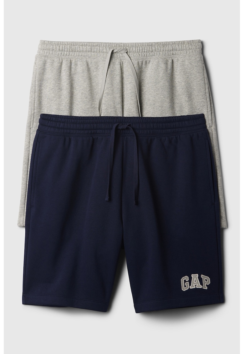 Бермуди с лого - 2 чифта - Светлосив меланж/Тъмносин GAP