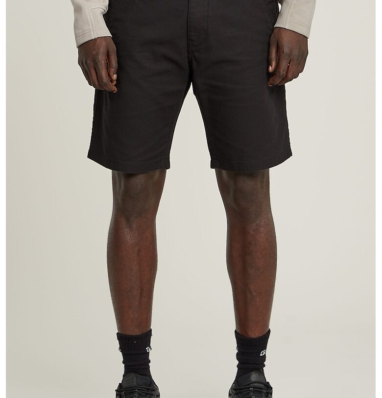 Бермуди с памук и средновисока талия - Черен G-STAR