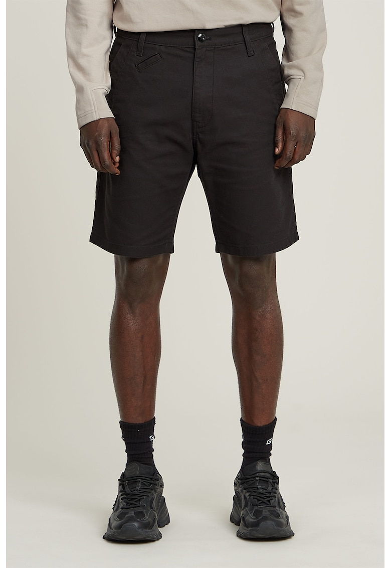 Бермуди с памук и средновисока талия - Черен G-STAR