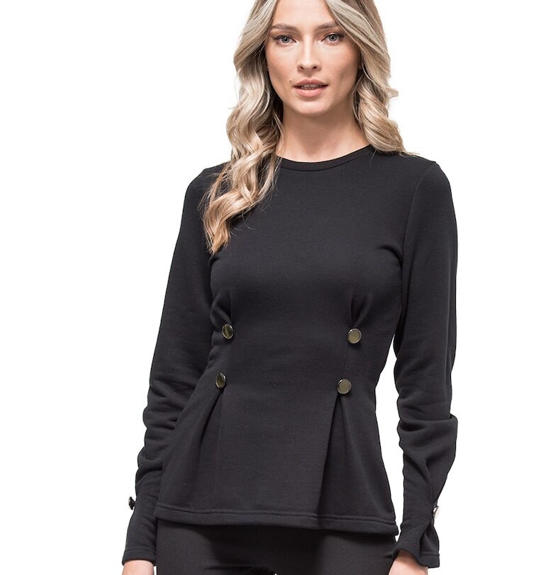 Блуза Aroa с овално деколте - Черен CASA DE MODA VIGO