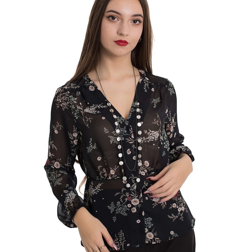 Блуза Fiona с шпиц и копчета - Зелен/Черен RESENSE