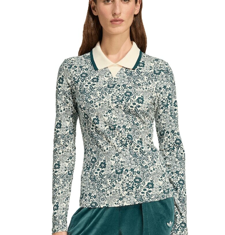 Блуза Liberty с яка и шарка - Зелен/Крем adidas Originals