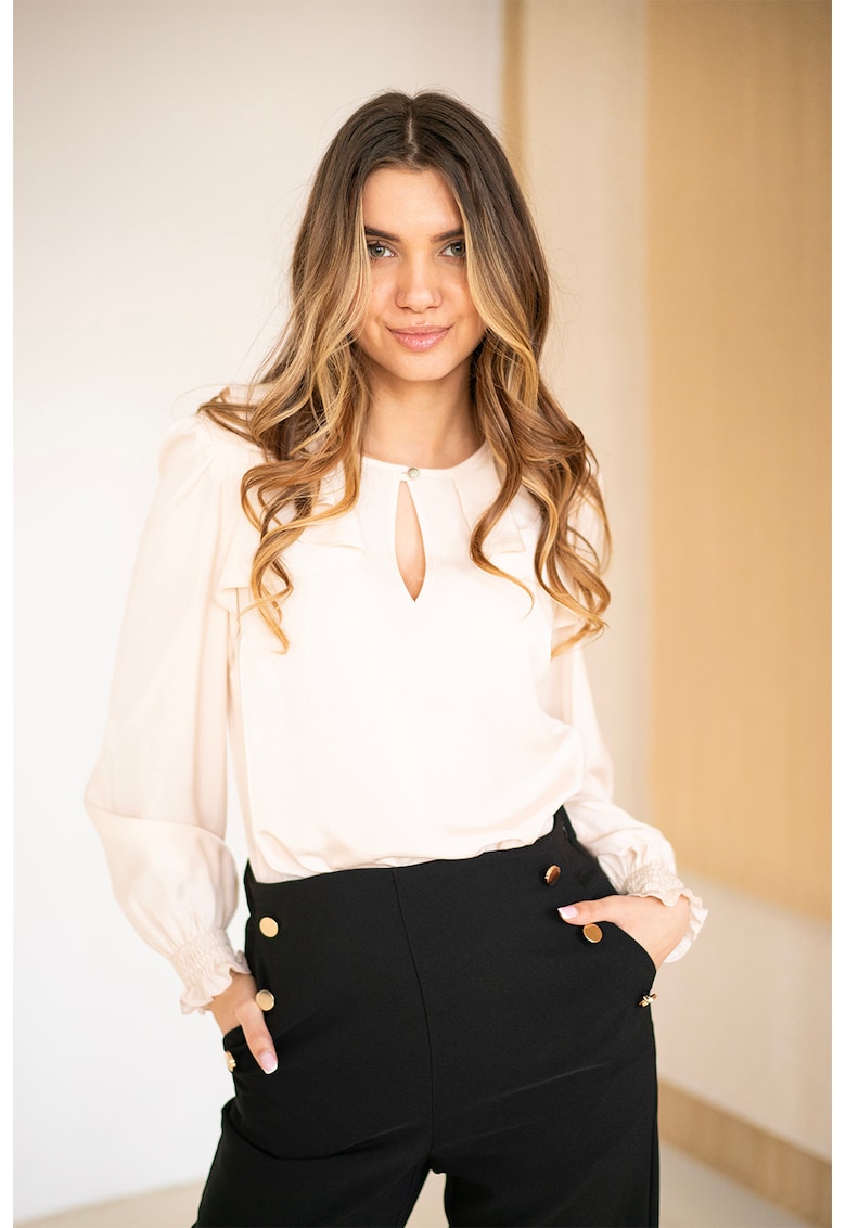 Блуза Liliane с дипли и еластични маншети - Бежов Hermosa