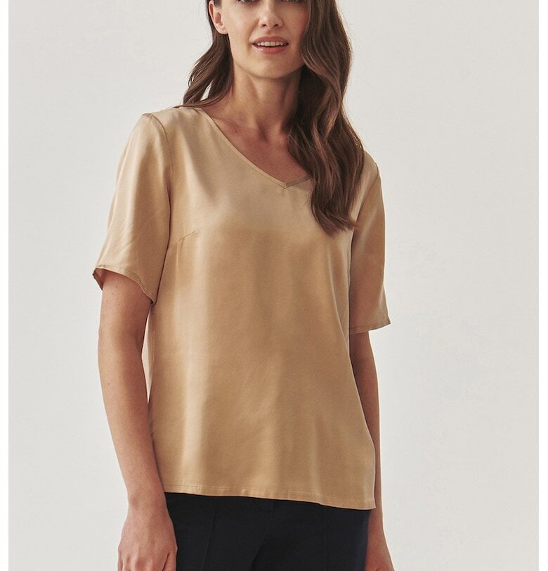 Блуза Mekonga с къси ръкави и шпиц - Златист Tatuum