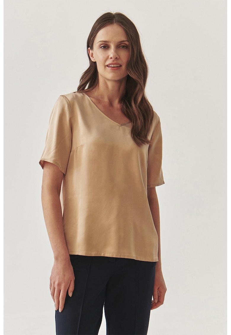 Блуза Mekonga с къси ръкави и шпиц - Златист Tatuum