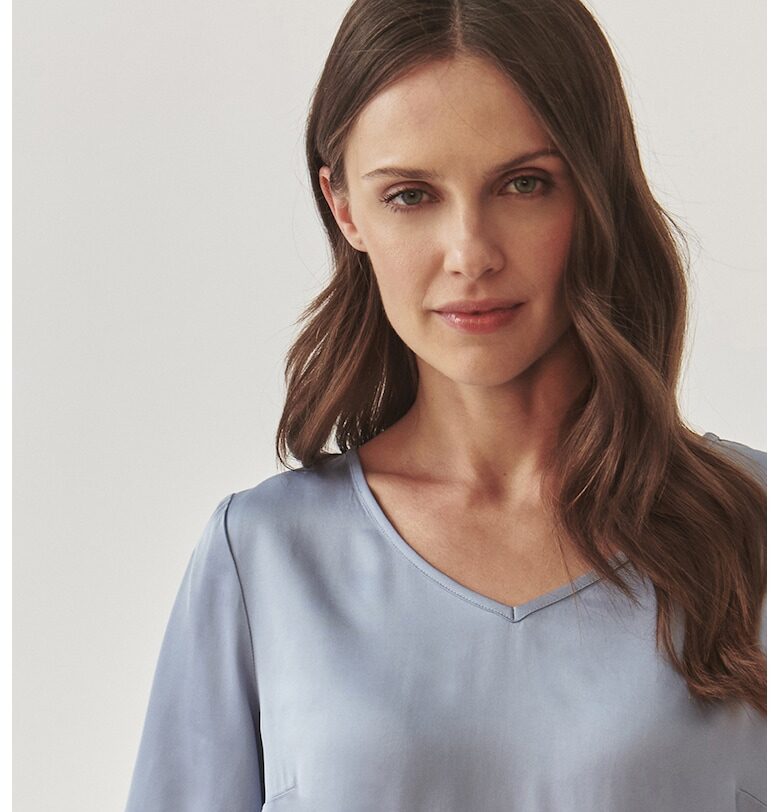 Блуза Mekonga с къси ръкави и шпиц - Лавандула Tatuum