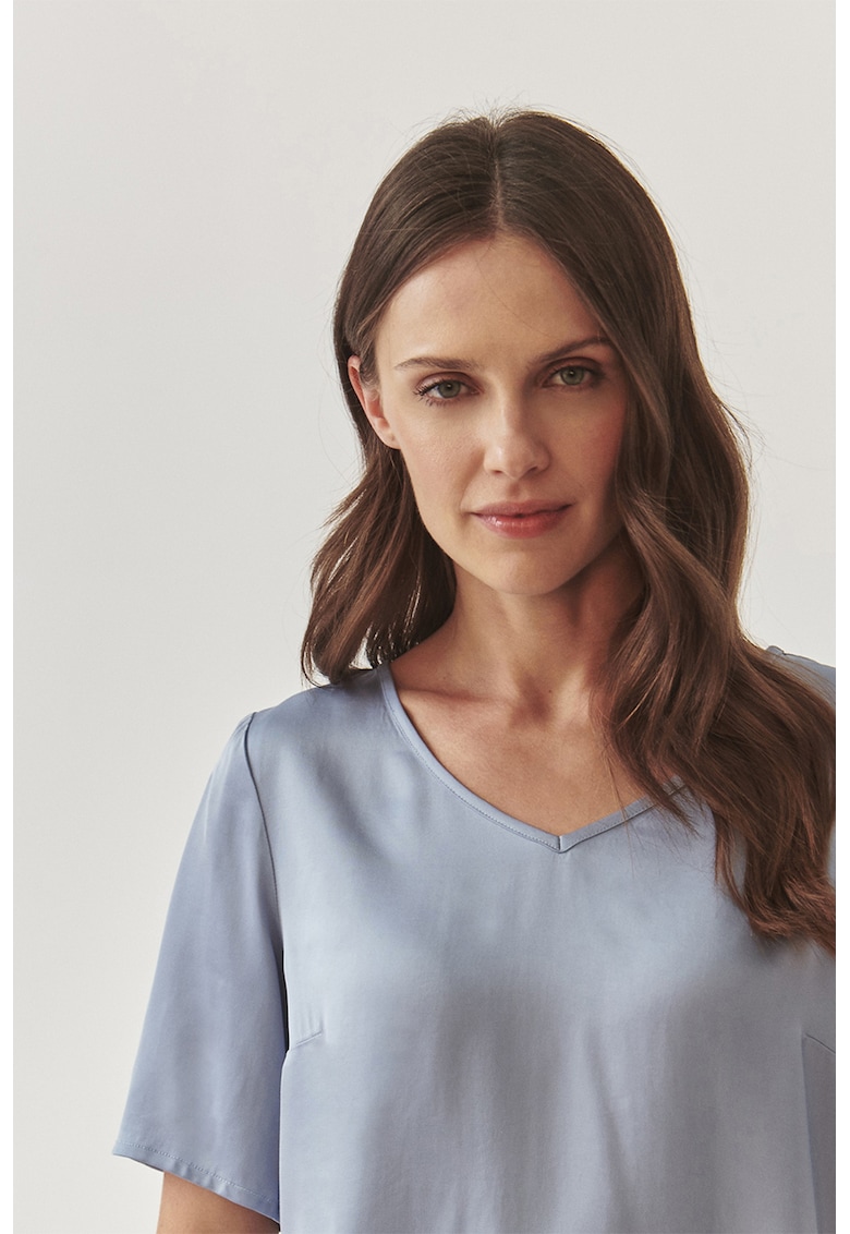 Блуза Mekonga с къси ръкави и шпиц - Лавандула Tatuum