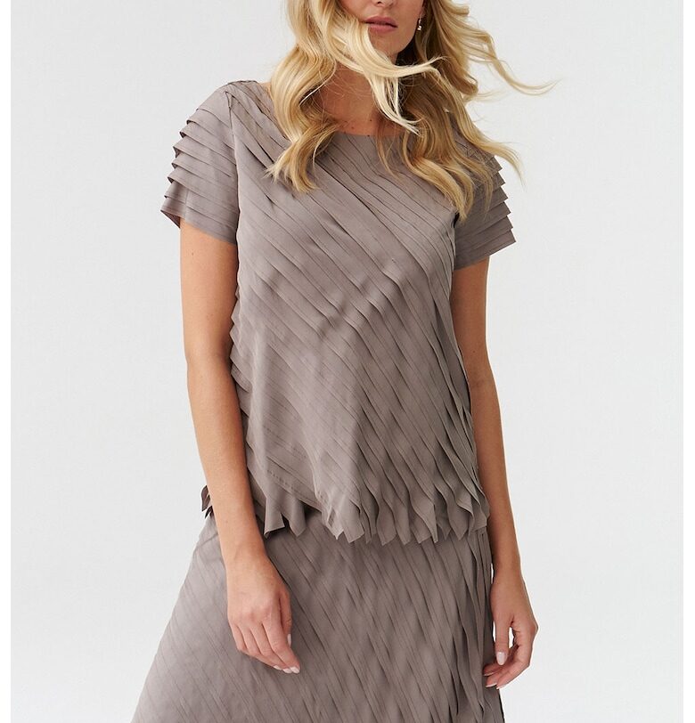 Блуза Nako с дизайн на пластове - Сиво-кафяв Tatuum