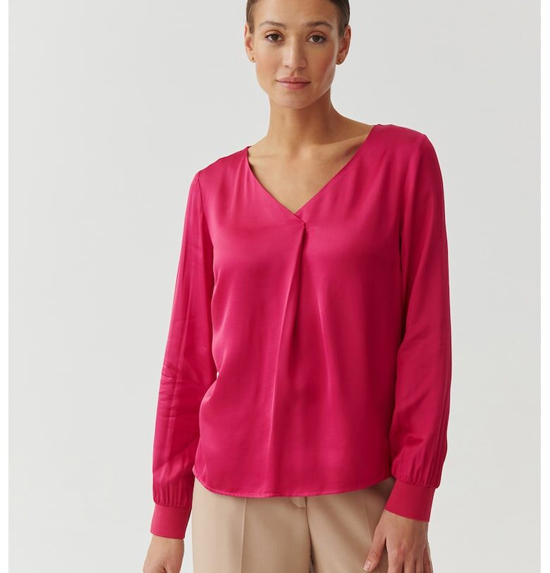 Блуза Sandrika с шпиц със сатиниран ефект - Яркорозово Tatuum