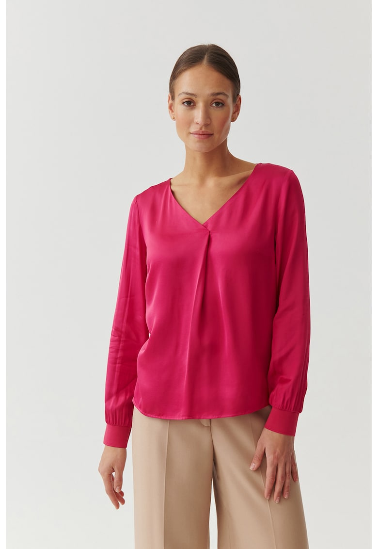 Блуза Sandrika с шпиц със сатиниран ефект - Яркорозово Tatuum