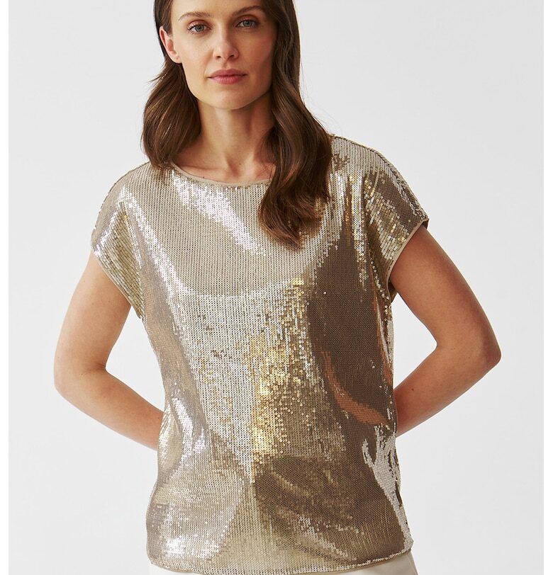 Блуза Sequin с къси ръкави - Златист Tatuum
