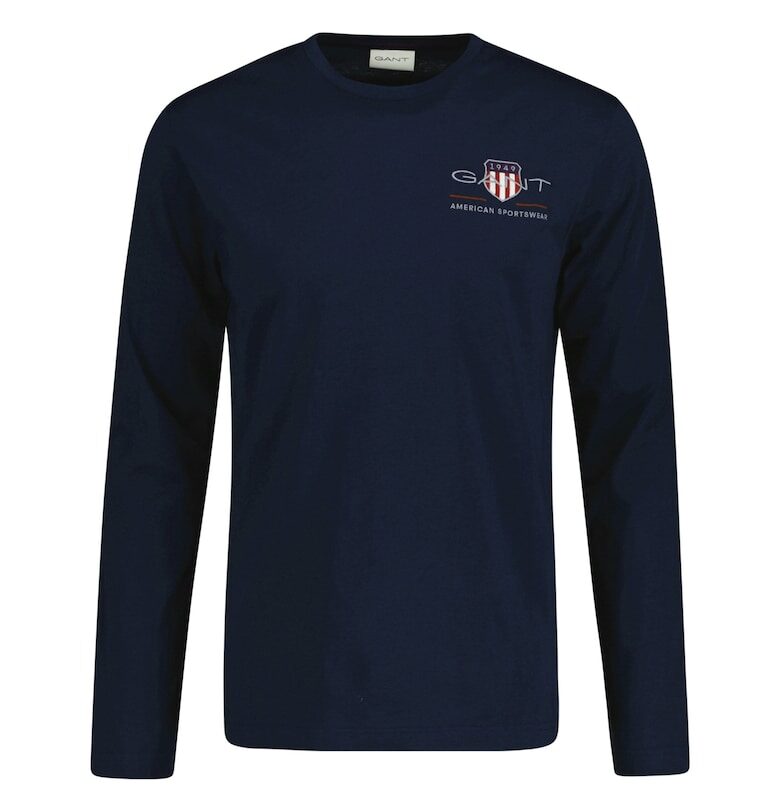 Блуза Shield с овално деколте - Син Gant