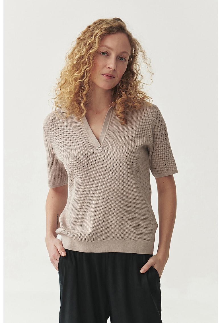 Блуза Sonar с коприна - Светло кафяво Tatuum