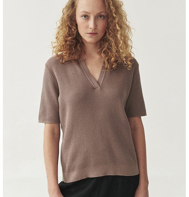 Блуза Sonar с коприна - Сиво-кафяв Tatuum