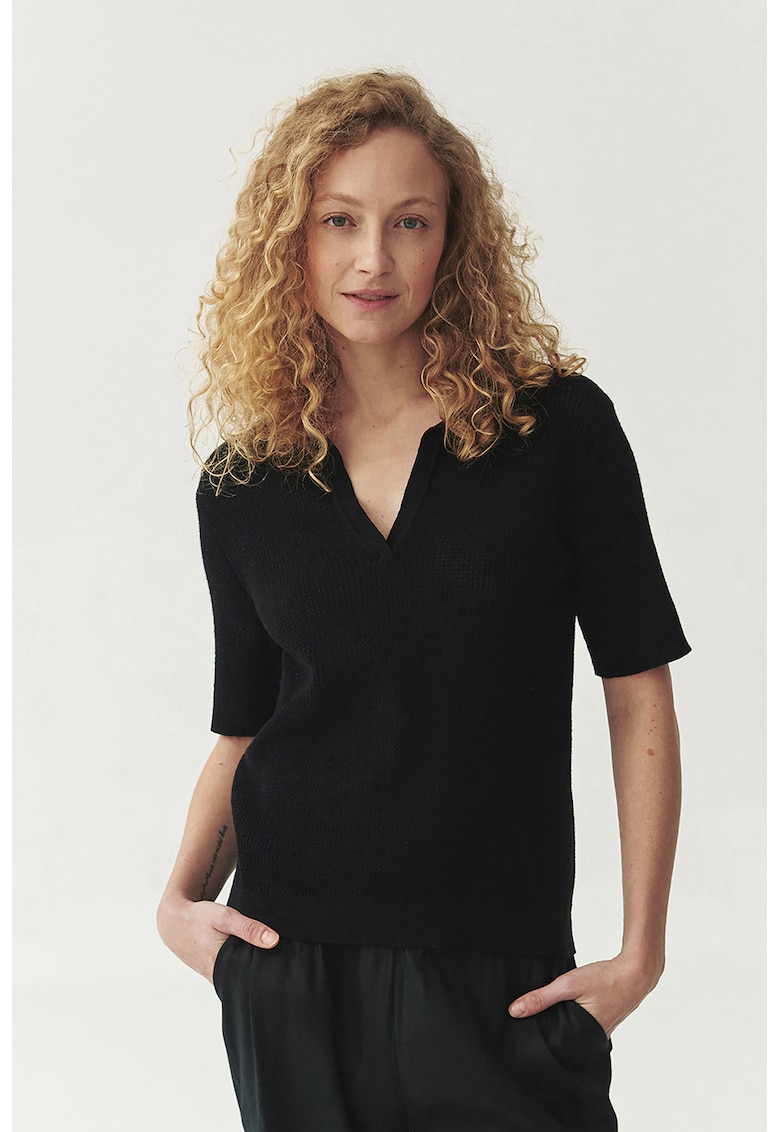 Блуза Sonar с коприна - Черен Tatuum