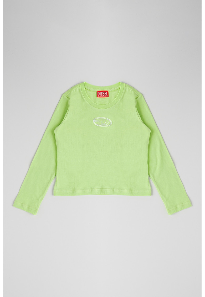 Блуза Tivalsyls с овално деколте и лого - Лайм зелено Diesel