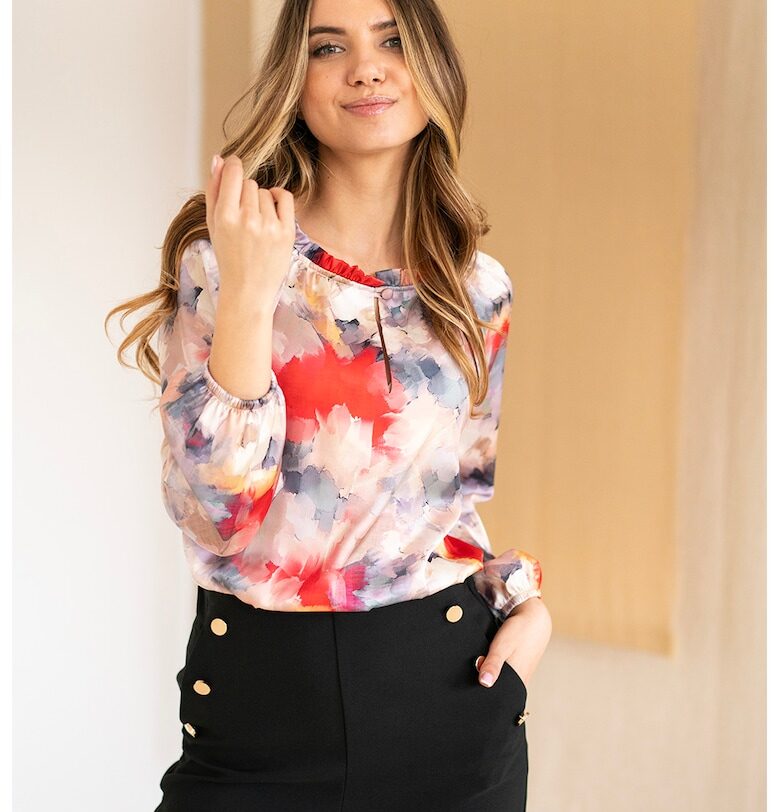 Блуза Yoana с принт - Червен/Бежов/Син Hermosa
