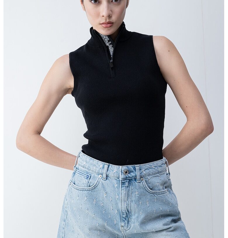 Блуза без ръкави - с къс цип - Черен KARL LAGERFELD JEANS