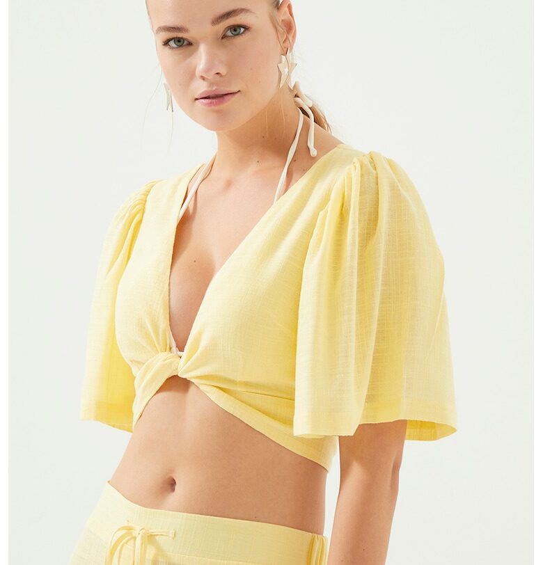 Блуза за плаж -  Памук/Вискоза - Жълта - Жълт Just Like You
