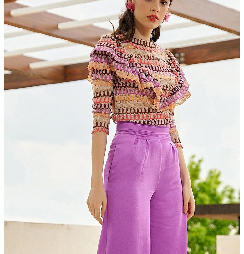 Блуза с 3/4 ръкави и набирания - Многоцветен AVENUE No29