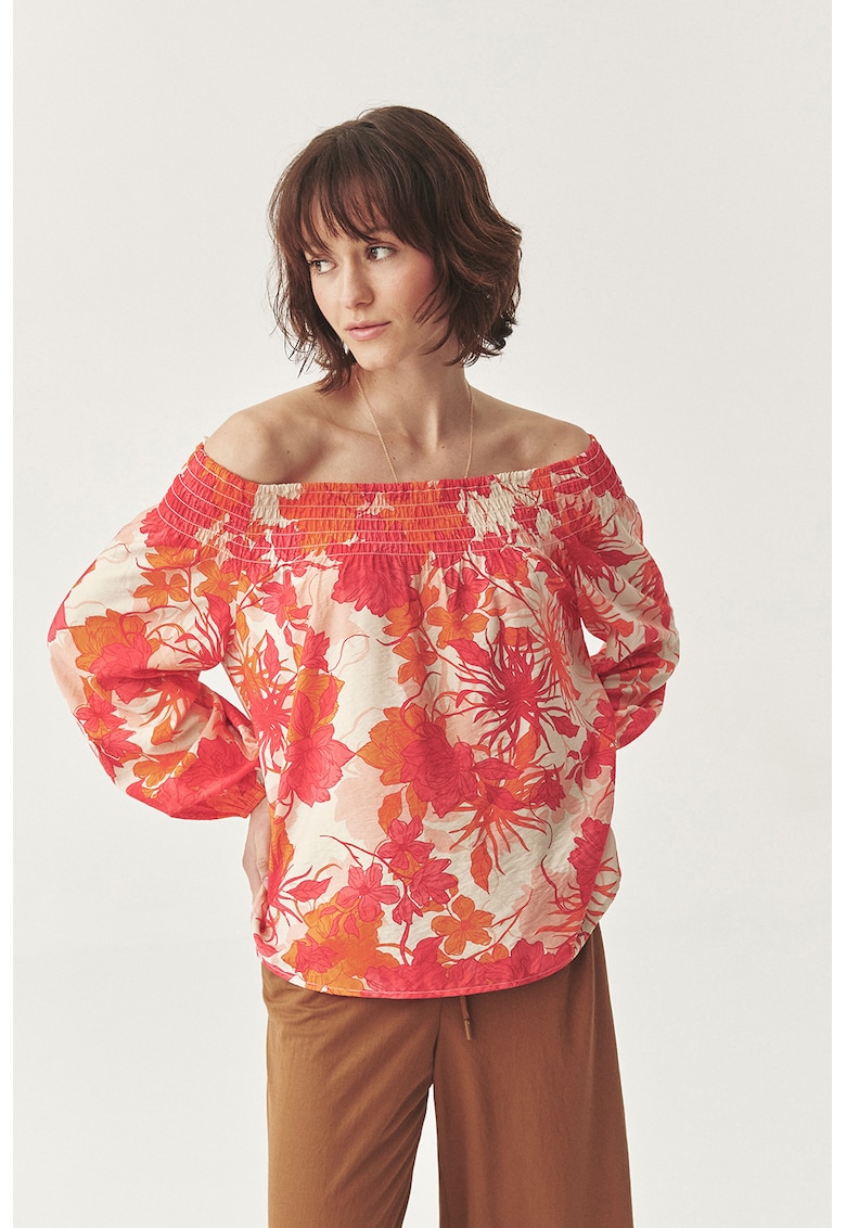 Блуза с голи рамене - Бял/Оранжев Tatuum