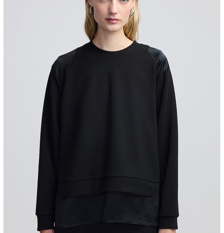 Блуза с дизайн 2 в 1 и паднали ръкави - Черен Ipekyol