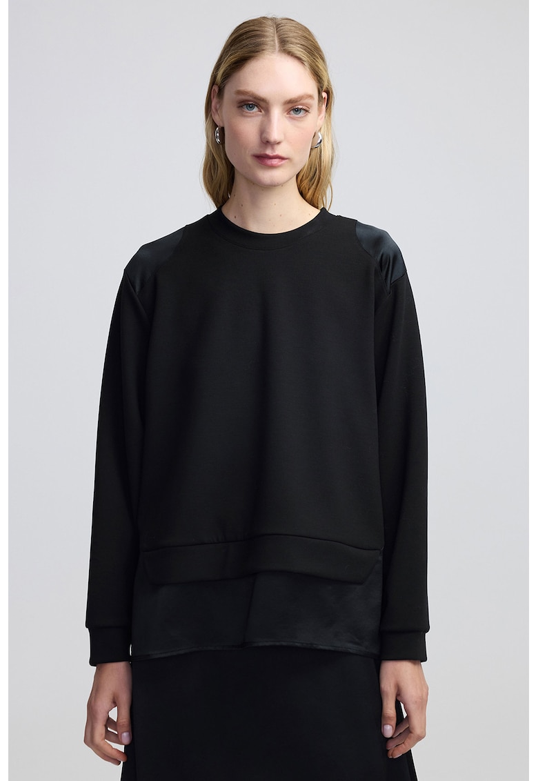 Блуза с дизайн 2 в 1 и паднали ръкави - Черен Ipekyol